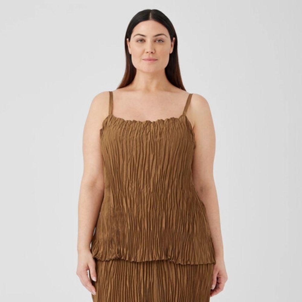 Eileen Fisher Crushed Silk Cami Easy Fit Basic Length NEW
